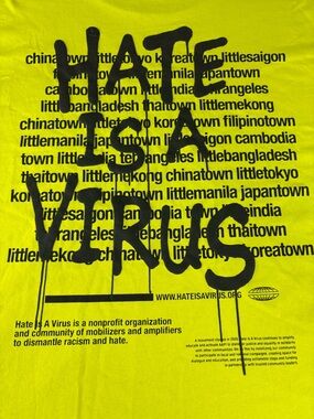 Hate Is A Virus Shirt XL Neon Yellow Uprisers Graphic Tee Streetwear Anti Racism